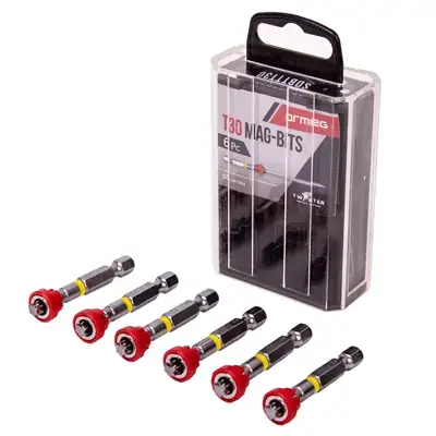 32222 Armeg SDBTTT30 | Tic-Tac T30 50mm Screwdriver Impact Magnetic Bit, (Pack of 6)