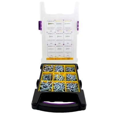 Orbix OBX-SCT-HD | Self Drill Metal and Wood Screw Kit HD Selection Pack, Steel/Bright Zinc Plated with Case
