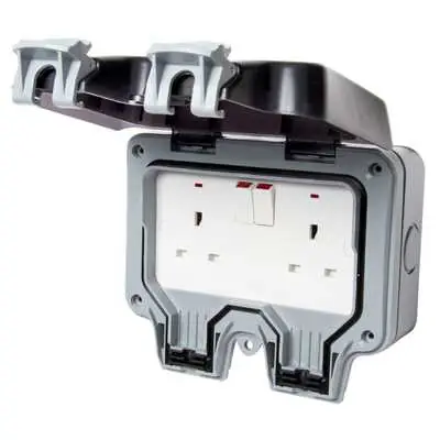 BG Electrical WP22 | 13A 2 Gang Double Pole IP66 Weatherproof Double Switched Socket