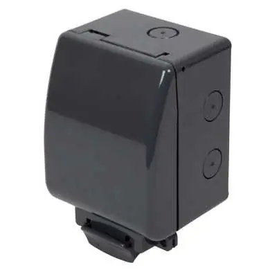 Click OA035AG | Aquip 13A IP66 1 Gang Weatherproof Switchsocket, Anthracite Grey Polycarbonate