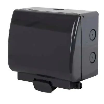 Click OA036AG | Aquip 13A IP66 2 Gang Weatherproof Switchsocket, Anthracite Grey Polycarbonate