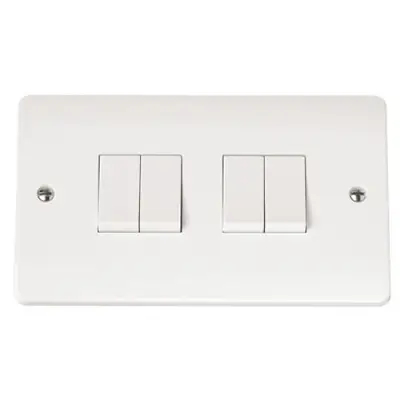 Click Scolmore CMA019 | Mode 10A 4 Gang 2 Way Light Switch, White