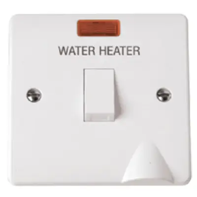 Read more on Click Scolmore CMA046 | Mode 20A Double Pole Switch with Neon Marked Water Heater, White