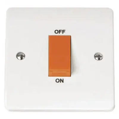 Read more on Click Scolmore CMA200 | Mode 45A 1 Gang Double Pole Cooker Switch with Red Rocker, White