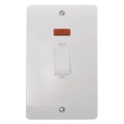 Read more on Click Scolmore CMA503 | Mode 45A Double Pole 2 Gang Vertical Plate Cooker Switch with Neon, White