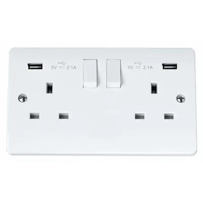 Read more on Click Scolmore CMA780 | Mode 13A 2 Gang Switched Socket with Twin 2.1A USB Outlets, White