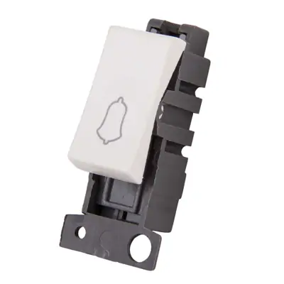 Read more on Click Scolmore MD005PW | Minigrid 10A 1 Way Retractive Switch Module Marked with Bell Symbol, Polar White