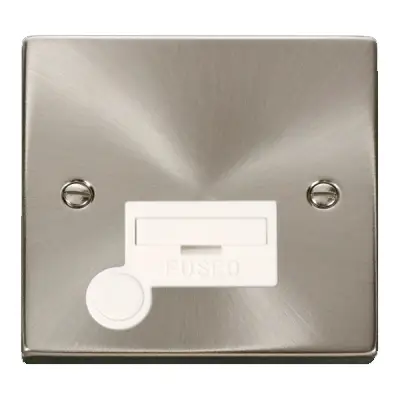 37293-2 Click Scolmore VPSC050WH | Deco 13A Unswitched Fused Spur with Flex Outlet, Satin Chrome with White Insert