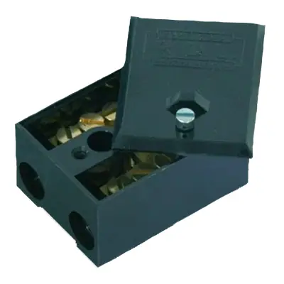 Green Brook CB3 | 100A 1x5 Way Single Pole Connector Block, Black