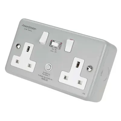 22999-2 Green Brook K22MPAPN-C | Powerbreaker 13A 2 Gang Passive Latching RCD Switched Socket with Surface Mounting Back Box