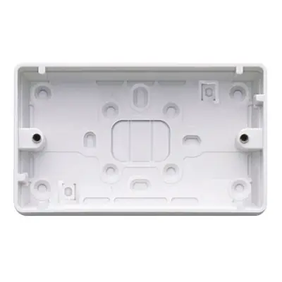 Read more on MK K2183WHI | Logic Plus 32mm 2 Gang Pattress PVC Surface Mounting Back Box with Knockouts, White