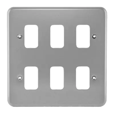 MK K3496ALM | Grid Plus 6 Gang Front Plate, Metal Clad