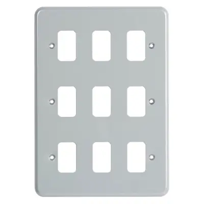 MK K3499ALM | Grid Plus 9 Gang Front Plate, Metal Clad