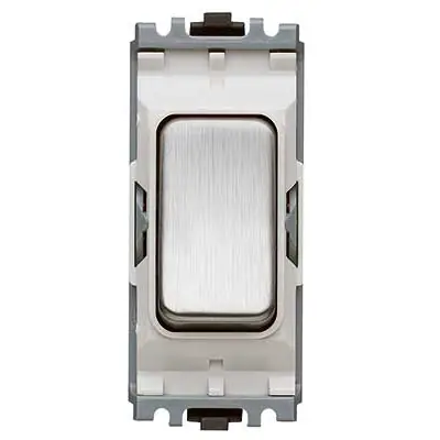 Read more on MK K4896BSSW | 20A Double Pole 1 Way Grid Switch Module with Black Inserts, Brushed Stainless Steel