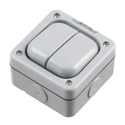 23857-2 MK K56402GRY | Masterseal Plus 10A 2 Gang 1 Way IP66 Weatherproof Light Switch, Grey