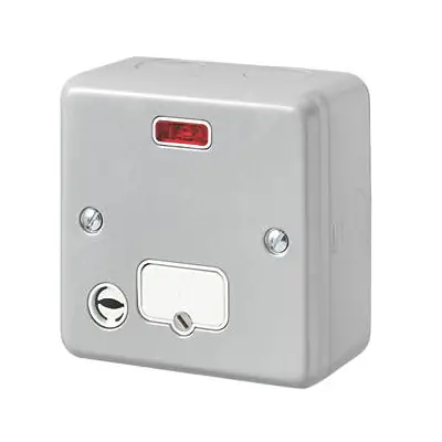 22516-2 MK K986ALM | 13A 1 Gang Double Pole Unswitched Fused Spur Connection Unit with Neon & Flex Outlet, Metal Clad