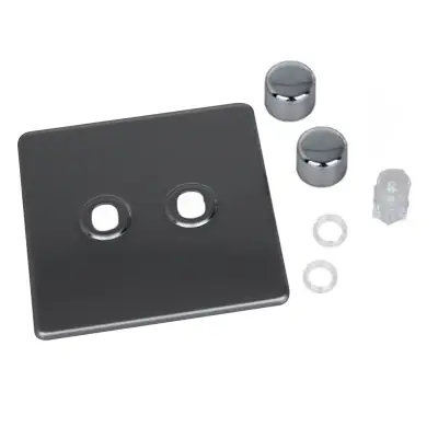 Read more on Varilight WDS2S | 2 Gang Dimmer Plate Matrix Kit, Screwless Brushed Steel