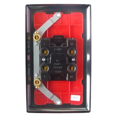23954-2 Varilight XC45N | 45A Double Pole Vertical Cooker Switch Twin Plate with Neon, Classic Mirror Chrome