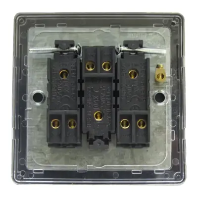 Varilight XDS3S | 10A 3 Gang 1 or 2 Way Rocker Light Switch, Screwless Brushed Steel
