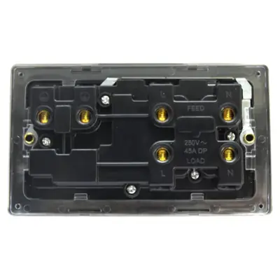 24533-2 Varilight XDS45PNBS | 45A Cooker Panel with Neon and 13A Double Pole Switched Socket Outlet, Screwless Brushed Steel