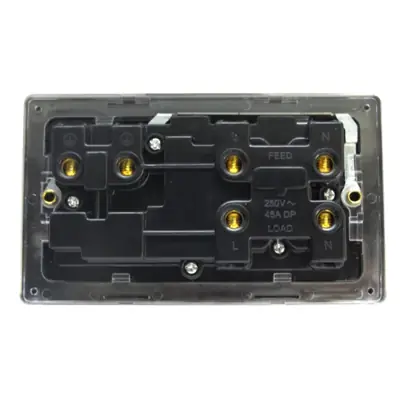 24534-2 Varilight XDS45PNWS | 45A Cooker Panel with Neon and 13A Double Pole Switched Socket Outlet, Screwless Brushed Steel