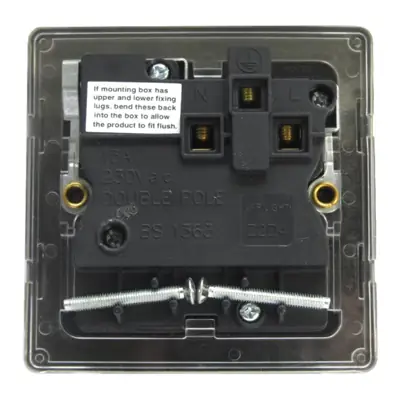 24537-2 Varilight XDS4BS | 13A 1 Gang Double Pole Switched Socket with Black Inserts, Screwless Brushed Steel