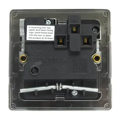 Varilight XDS4WS | 13A 1 Gang Double Pole Switched Socket with White Inserts, Screwless Brushed Steel