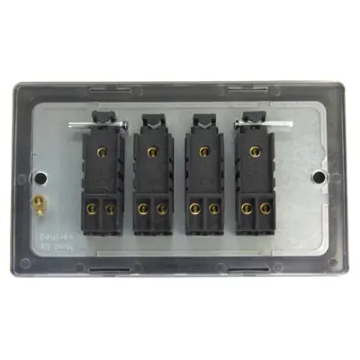 Varilight XDS9S | 10A 4 Gang 2 Way Rocker Light Switch, Screwless Brushed Steel
