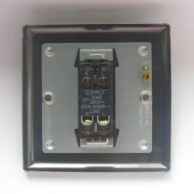 Varilight XT20D | 20A 1 Gang Double Pole 1 or 2 Way Light Switch, Brushed Steel