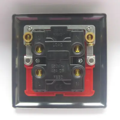 Varilight XT45S | 45A Single Plate Cooker Switch, Brushed Steel with Red Rocker