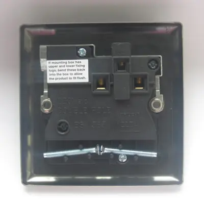 25432-2 Varilight XT4DB | 13A 1 Gang Double Pole Switched Socket, Brushed Steel - Black Insert