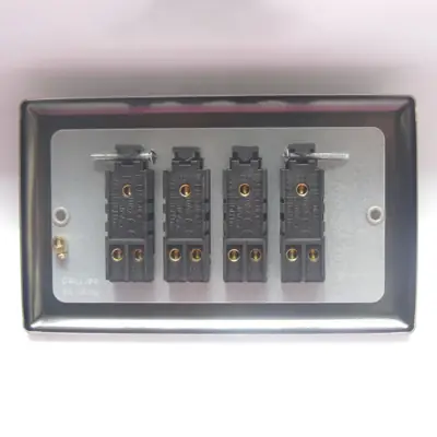Varilight XT9D | 10A 4 Gang 1 or 2 Way Light Switch Twin Plate, Brushed Steel