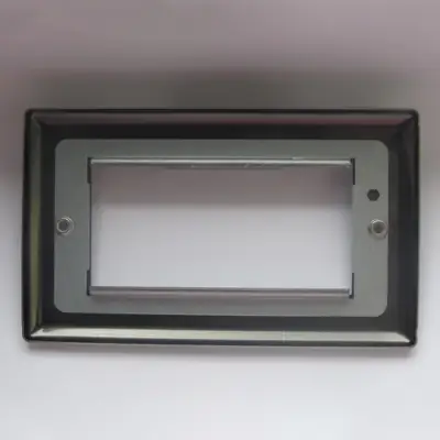 25493-2 Varilight XTG4 | DataGrid Twin Plate 4 Grid Spaces Faceplate, Brushed Steel