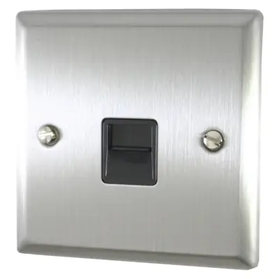 Read more on Varilight XTTMB | 1 Gang Telephone Master Socket, Brushed Steel - Black