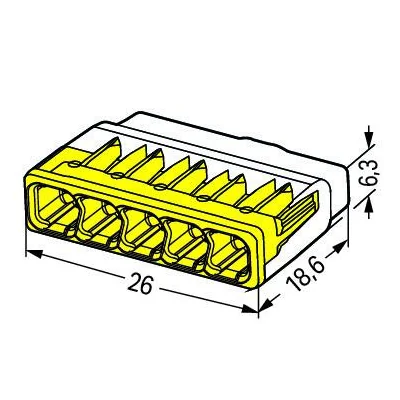 Wago 2773-405 | 32A 5 Way Compact Push Cable Splicing Connector Terminal Block, Yellow (Pack of 60)