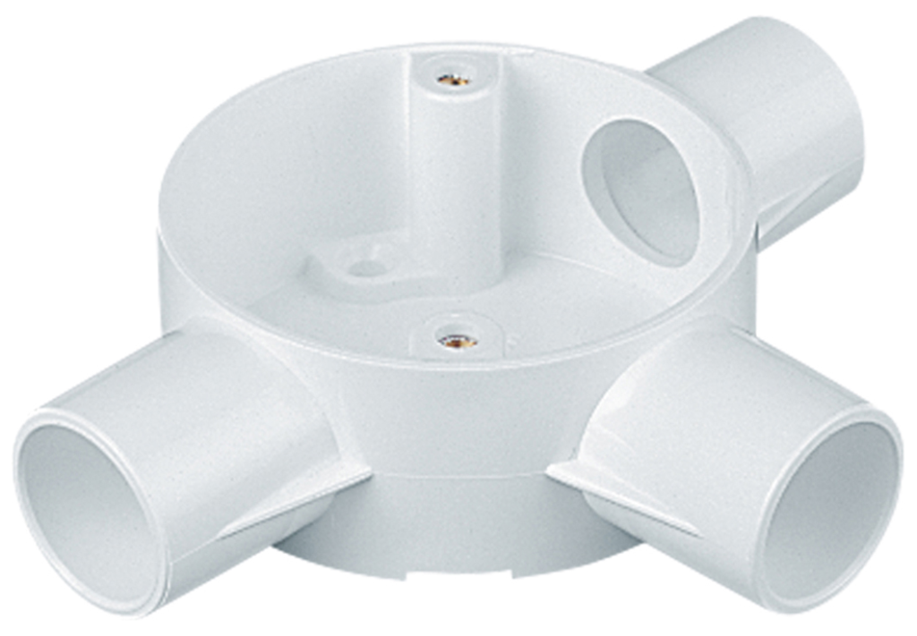 Marshall Tufflex 2MRB5WH 20mm PVC Circular Tee Conduit Box, Whi- Go Sparky