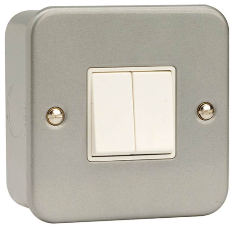 Click Scolmore CL012 | 10A 2 Gang 2 Way Light Switch Metal Clad - Go Sparky