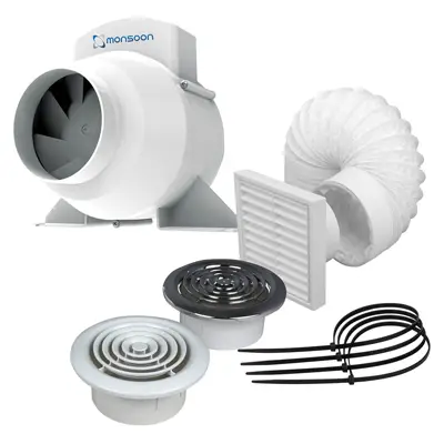 National Ventilation UMDTK inline extractor fan kit with adjustable timer.