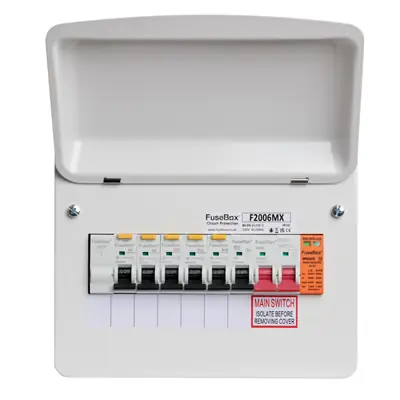 FuseBox F2006MX 100A 6 Way Main Switch Incomer Type 2 Surge Protector Consumer Unit
