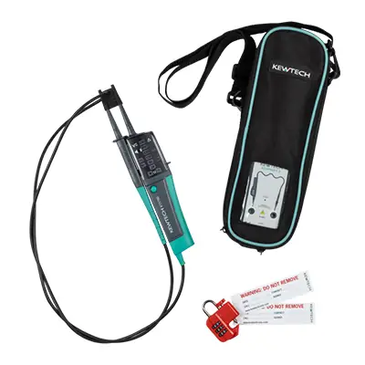The Kewtech KEWISO2 690v AC/DC Safety Isolation Kit with Electrical (Voltage) Tester, Proving Unit and Lock Off Device