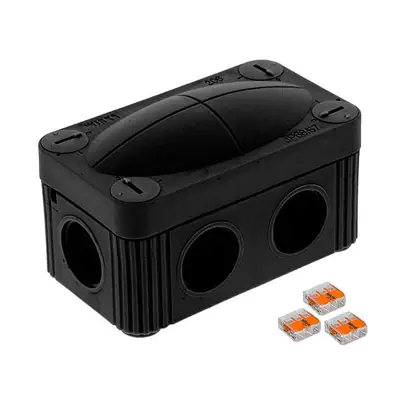 Wiska 10109900 COMBI 206 IP66/67 Waterproof Junction Box with 3x WAGO Connectors (black)