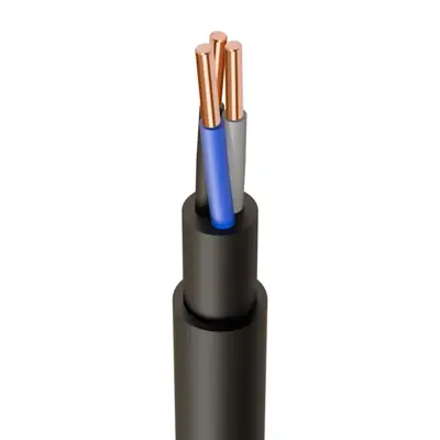 NYY-J2.53C 2.5mm 3 Core PVC Power & Control Cable, Black (Sold in 1m lengths)